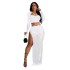 C6861 Cross border AliExpress Amazon Europe and America Fashion Women's Wear Solid Color Mesh Hot Diamond Long Sleeve Long Skirt Two Piece Set