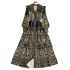 2023 Spring New Vacation Style V-neck Bubble Sleeve Printed Dress for Women, French Retro Grand Swing Knee length Skirt