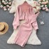 Autumn and winter small fragrance style socialite knitted suit women's short sweater shawl jacket+suspender dress two-piece set