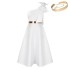 D513 Amazon plus size women's summer new fashion slant shoulder bow banquet dress big swing African dress