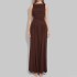 2024 Autumn Cross border Women's Wear European and American Dress Fashion Sleeveless Solid Color Slim Fold Long Dress