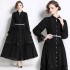 2024 in stock new fashion, light luxury, elegant temperament, buckle lace patchwork long skirt with pearl waist chain