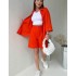 European and American foreign trade women's clothing 2024 summer new fashion loose long sleeved top casual high waisted shorts two-piece set