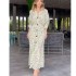 European and American foreign trade women's clothing 2024 summer new fashion yellow green printed long skirt high-end temperament women's dress