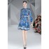 Real time spot high-end jacquard printed dress, small retro positioning floral dress