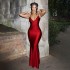 Cross border foreign trade hot selling hot selling red dress dress deep V sexy backless suspender fish tail dress wholesale