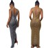 X5259 European and American Fashion eBay AliExpress Sexy Bareback Nightclub Party Dress Hot Diamond Perspective Long Dress for Women