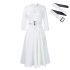 D478 Amazon Cross border Women's Spring New Style Fashion Collar Solid Color High Waist Elegant Large Size Foreign Trade Dress