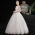 Main wedding dress 2024 new simple Korean style one shoulder mid sleeve slimming plus size bride knot spring summer princess simple