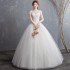 2024 new wedding dress, shoulder to shoulder bride's wedding, Korean version three-dimensional flower slimming wedding dress princess