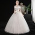 One shoulder wedding dress 2024 new bride knot Korean version princess simple and even floor studio shoulder wrapped fairy style wedding dress