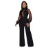 X6053 Cross border AliExpress Amazon Europe and America Fashion Women's Wear Hollow Perspective Long Sleeve Pants with Strap Up jumpsuit