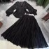 New export heavy industry lace long sleeved shirt+large swing long skirt 2-piece set A2 # 8795