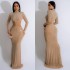 C6863 Cross border AliExpress Amazon European and American Fashion Women's Solid Color Mesh Hot Diamond Long Dress