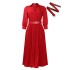 D472 Amazon independent website foreign trade 2024 spring new European and American women's cross-border solid color plus size cross-border dress