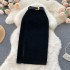 Hong Kong style retro split half skirt with winter sweater, medium to long Korean style temperament, high waist, slimming and hip hugging A-line skirt