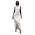 2024 Summer New European and American Cross border Women's Solid Color Long Dress Casual Slant Collar Sleeveless Slim One Shoulder Dress