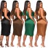 X5273 Cross border New Product AliExpress Amazon Europe and America Fashion Solid Color Women's Single Shoulder Split Middle Skirt Dress