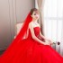 Wedding Dress 2024 New Red Wedding Dress, Bridal Princess, Dreamy Flower Bud, strapless, Autumn and Summer High Waist Dress for Women