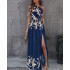 2024 new Amazon European and American women's foreign trade slanted shoulder long dress with sleeveless and sexy high waist slit dress temperament