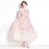 Real time spot European station new imperial style socialite slimming off, big swing long skirt, stunning printed dress