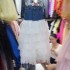 Australian niche puffy skirt, half body, hip wrapped, long style, spliced with A swing denim skirt, polka dot mesh A2 # 8696