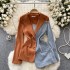 Light luxury European and American high-end suit jacket, women's irregular splicing denim design, explosive street princess temperament top, trendy