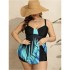 2024 New European and American Amazon Cross border Large Size Swimsuit Women's Printed Strap Slimming Short Skirt Swimsuit