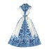 Palace style dress and skirt design with ruffled sleeves for slimming effect, retro printed style dress for women in spring