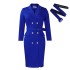 D438 Amazon Independent Station new temperament commuting OL suit collar solid color double breasted plus size African dress