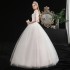 One shoulder wedding dress 2024 new bride knot Korean version princess simple and even floor studio shoulder wrapped fairy style wedding dress