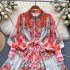 Floral series palace style dress for women 2024 new spring shirt with age reducing bubble sleeves and slim fit small dress