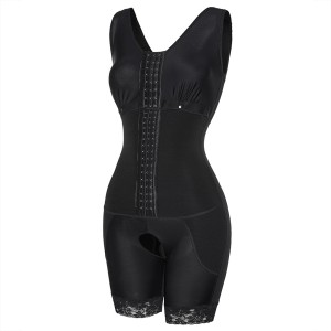 Cross border elastic mesh nursing long breasted one-piece shapewear for women, full body shader, foreign trade plus size lace