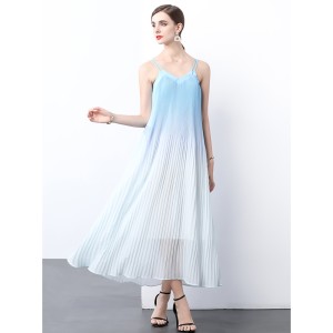 Factory direct sales of Miyake pleated gradient dyed small camisole pleated skirt