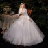 Winter Wedding Dress 2024 New Bridal Long Sleeve Summer V-neck Flat White Thick Warm Starry Sky Fantasy Autumn and Winter