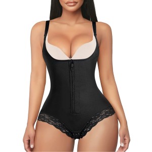 Amazon hot selling one-piece shapewear women's shapewear bodysuit plus lace hip lifting lingerie