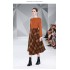 Real time spot orange pullover long sleeved sweater+woolen temperament plaid skirt two-piece set