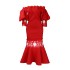 D368 Cross border women's fashion temperament lace off shoulder fishtail party sexy party dress dress foreign trade dress