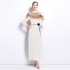 2024 high-end socialite Fan Heavy Industry studded pearl dress, elegant lady Fan lantern sleeve pleated loose long skirt