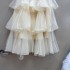 Light luxury layered black fungus edge cake skirt, organza elastic waist skirt, fluffy skirt A2 # 8714