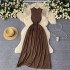 French style light luxury high-end sleeveless knitted dress for women in summer, solid color, slim waist design, including long skirt