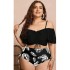 European and American Foreign Trade New Split Large Drawstring Ruffle Bikini One Shoulder Strap High Waist Swimsuit for Women