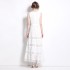 Real time spot elegant dress dress round neck sleeveless long lace hollow out dress