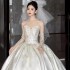 Satin strapless wedding dress 2024 new summer bride with high-end texture, large tail, small stature, French main yarn