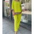 2023 new European and American cross-border women's loose oversized casual round neck top, shirt, straight leg pants set in stock