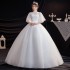 Main Wedding Dress Female 2024 New Style Mother Lace Super Fairy Dreamy Outward Yarn French Fat Spring/Summer Wedding Dress Cover Arm V-neck