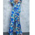 2024 New Fashion Printed Bubble Long sleeved Shirt with Strap Wide Leg Pants Set for European and American Foreign Trade Spot Women's Clothing