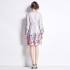 Real time spot new 2024 spring style retro temperament elegant stand up collar waist slimming print large swing dress