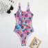 2023 new European and American Amazon cross-border one-piece bikini digital print tight backless swimsuit for women in stock