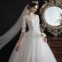 Main Wedding Dress 2024 Spring New One Shoulder Dreamy Slimming Mid Sleeve Lace Bridal Quidditch Large Size Wedding Dress